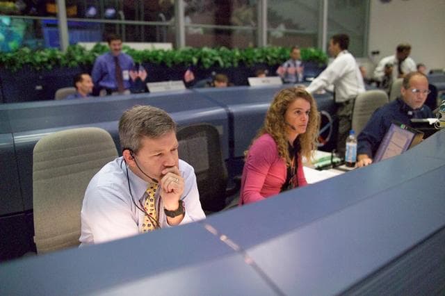 NASA image: STS-114 Mission Control (WFCR and BFCR) during third EVA and tile repair