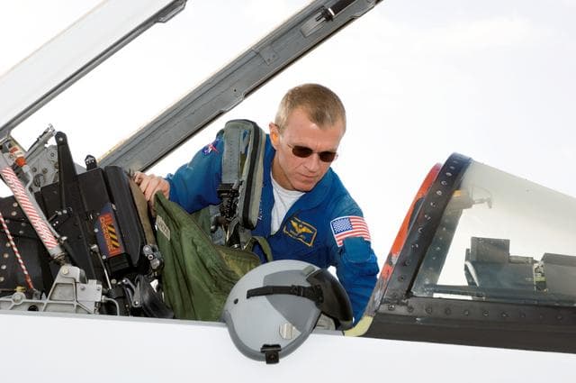 NASA image: STS-115 Crew preparing for T-38 takeoff and preparations