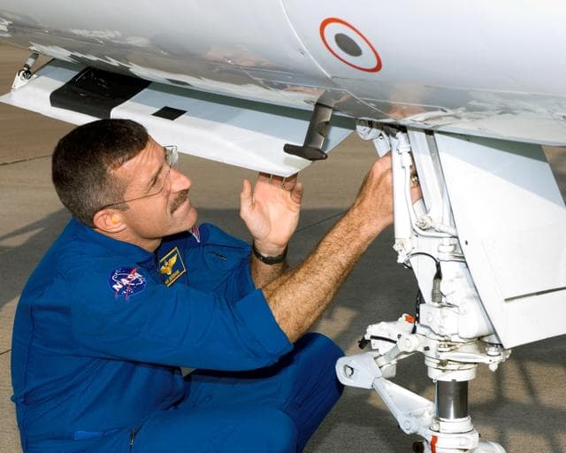 NASA image: STS-115 Crew preparing for T-38 takeoff and preparations