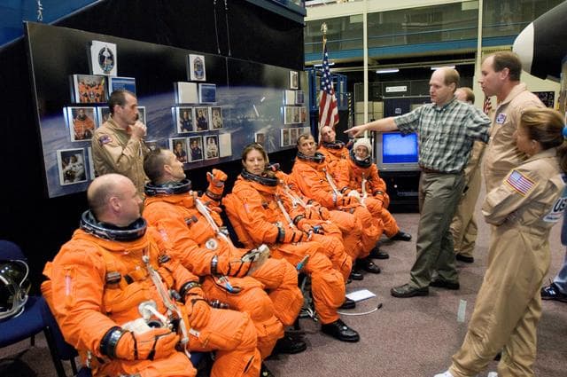 NASA image: Photographic support for Media Services: STS-118 Emergency Egress Training Session at the FFT Mockup