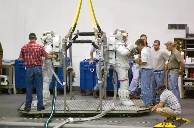 NASA image: STS-117 Crew during an EVA 3 Run at the NBL