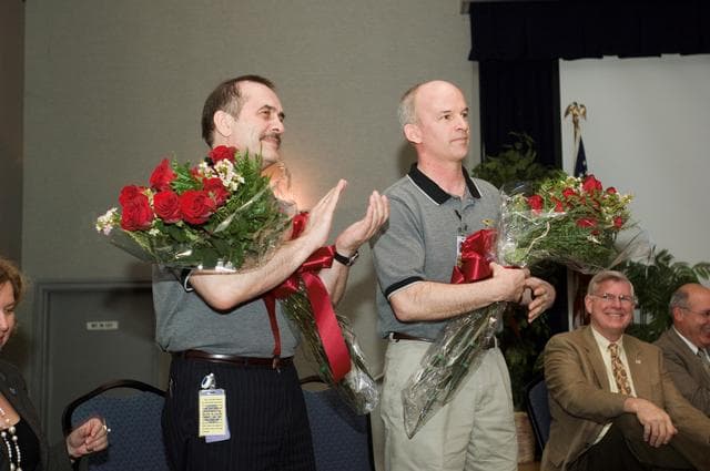 NASA image: Expedition 13 Crew Return at Gilruth Center