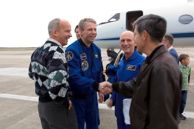 NASA image: STS-116 Crew and ESA astronaut Thomas Reiter during Crew Return Ceremony