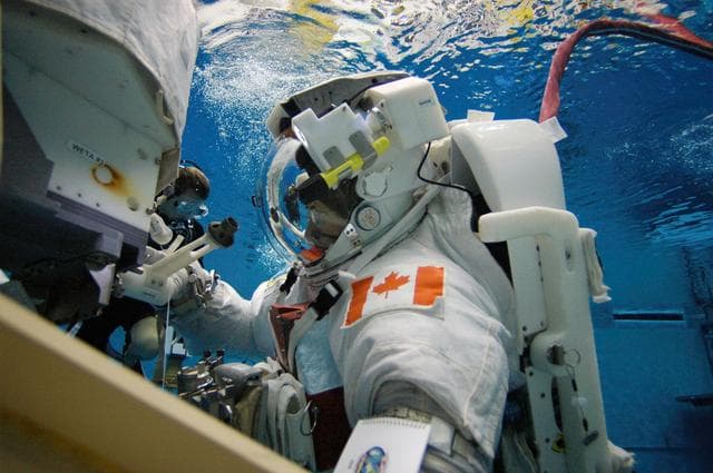 NASA image: Dave Williams underwater at NBL during STS-118 EVA Training