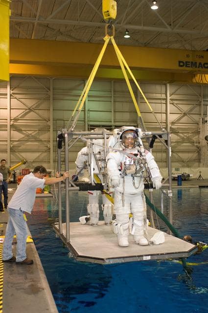 NASA image: STS-120 crew during NBL training with Dan Tani