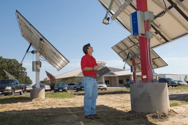 NASA image: Solar panel and wind farm at the JSC Child Care Center