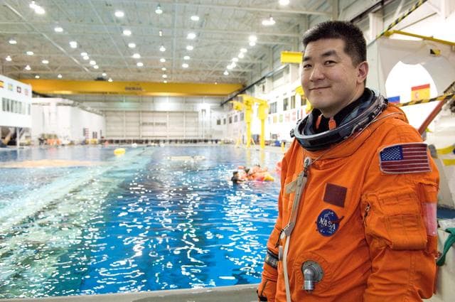 NASA image: STS-120 water survival training at the NBL