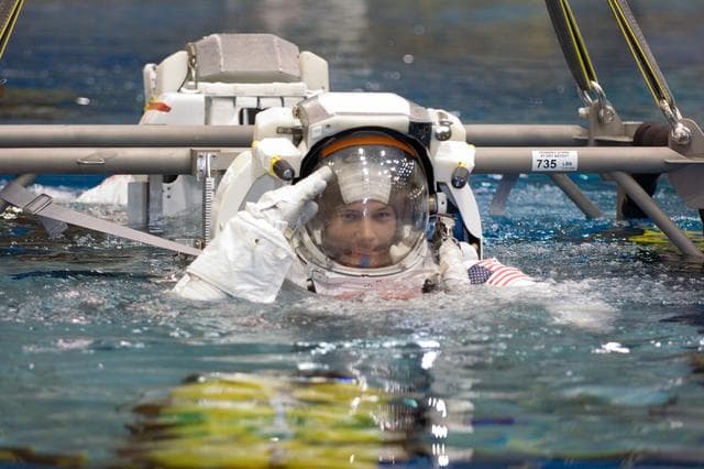 NASA image: STS-120 Astronauts Scott Parazynski and Doug Wheelock at NBL