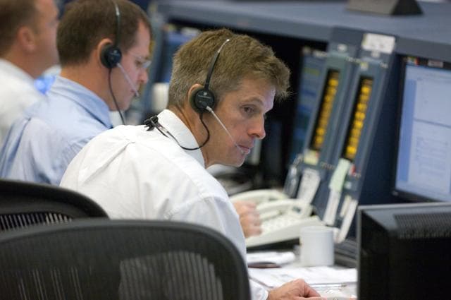 NASA image: STS-120 Flight Controllers on console during mission- Orbit2- WFCR & FCR-1