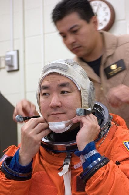 NASA image: STS-120 Crewmembers during payload egress training