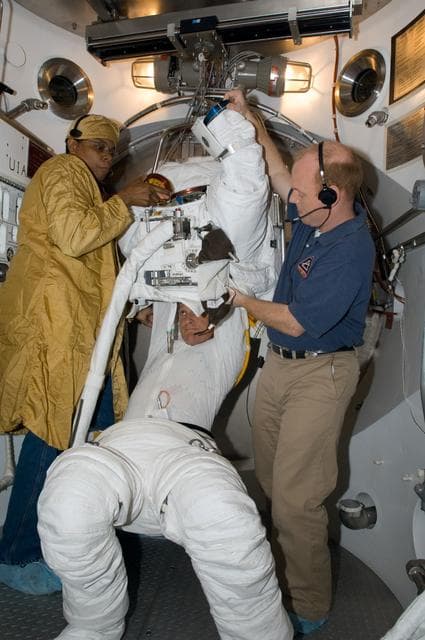 NASA image: Scott Parazynski STS-120 SSATA Chamber Suit Run