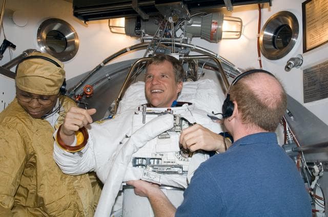 NASA image: Scott Parazynski STS-120 SSATA Chamber Suit Run