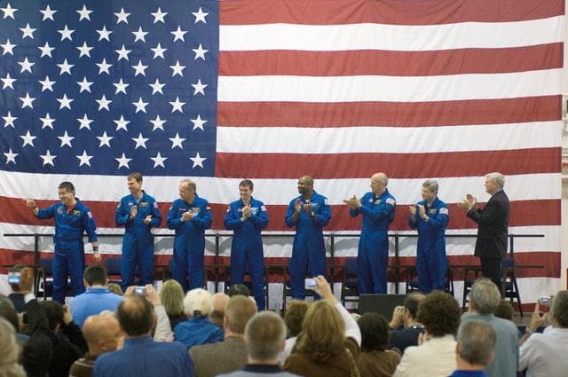 NASA image: STS-122 Crew Return Ceremony