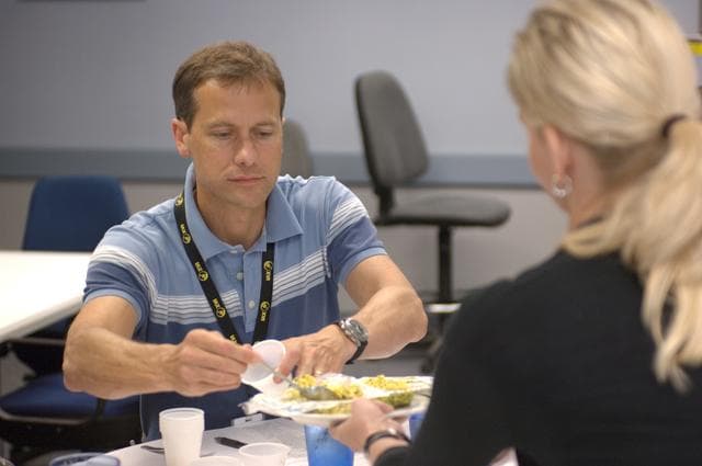NASA image: STS-127 crew during their food tasting session.