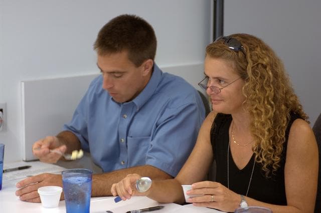 NASA image: STS-127 crew during their food tasting session.