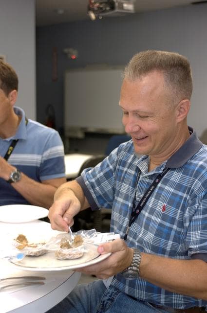NASA image: STS-127 crew during their food tasting session.