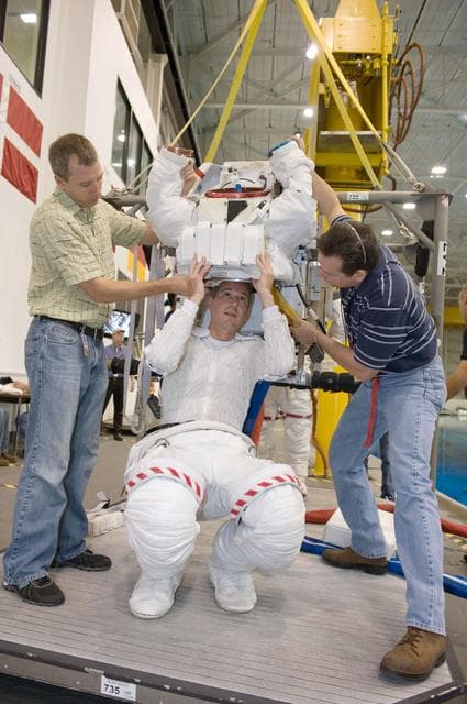 NASA image: STS 125 crew training. Astronauts Massimino and Good