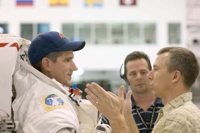 NASA image: STS 125 crew training. Astronauts Massimino and Good