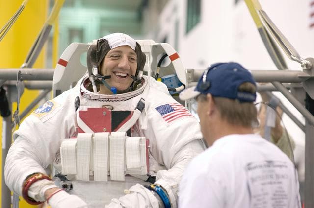 NASA image: STS 125 crew training. Astronauts Massimino and Good