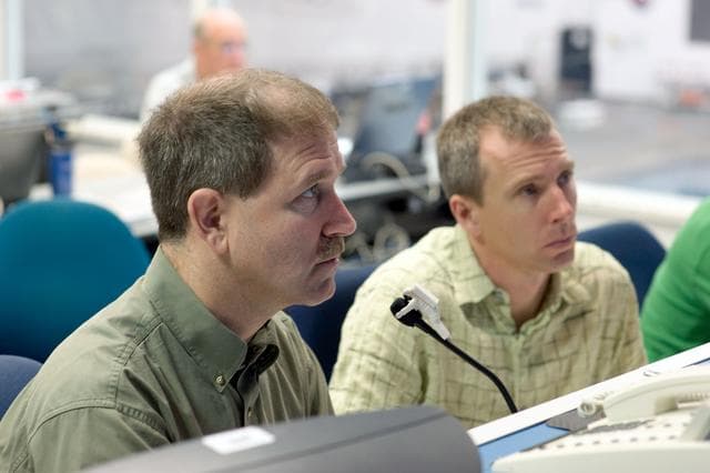 NASA image: STS 125 crew training. Astronauts Massimino and Good