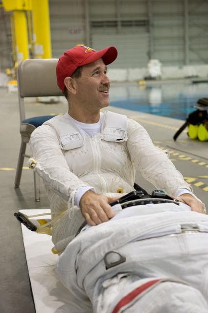 NASA image: STS-125 crew training. Astronauts Grunsfeld and Feustel