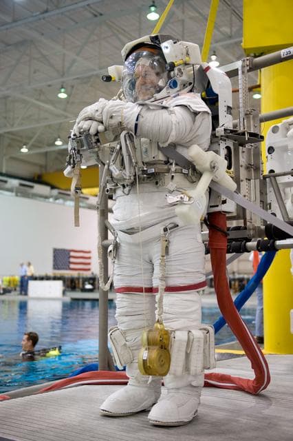 NASA image: STS-125 crew training. Astronauts Grunsfeld and Feustel