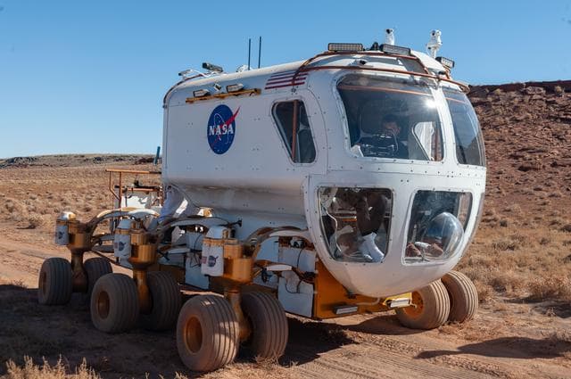NASA image: A front view of the Lunar Electric Rover