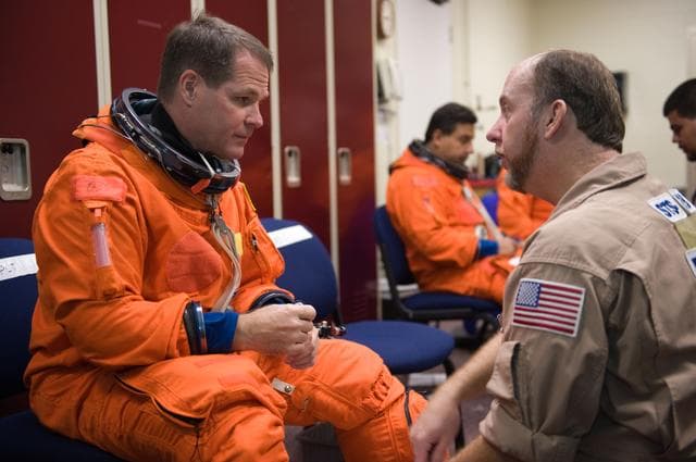 NASA image: STS-128 / Expedition 20 crew during CCT Bailout Training