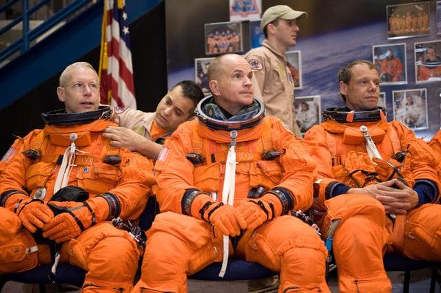 NASA image: STS-128 Egress Training with Expedition 26 Crewmember