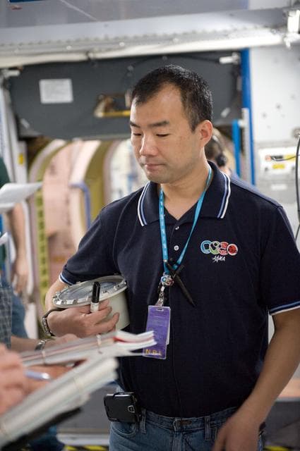 NASA image: Expedition 22 crew member Soichi Noguchi performing emergency procedure training.