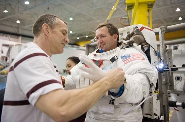 NASA image: STS-129 crew members Mike Foreman, Randy Bresnik, Barry 'Butch' Wilmore and Robert Satcher 