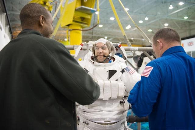 NASA image: STS-129 crew members Mike Foreman, Randy Bresnik, Barry 'Butch' Wilmore and Robert Satcher 