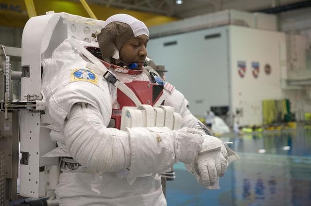 NASA image: STS-129 crew members Michael Foreman and Robert Satcher