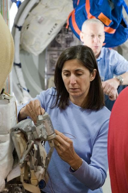 NASA image: Preflight coverage of STS-128 & Expedition 20 crews training in ISS Airlock mockup. 