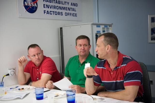 NASA image: STS-129 food tasting  session.