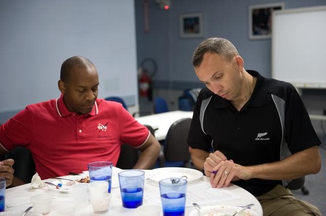 NASA image: STS-129 food tasting  session.