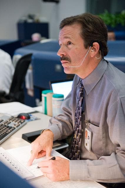 NASA image: STS-125 Flight Controllers on Console - (Orbit Shift 2). Flight Director: Richard LaBrode 
