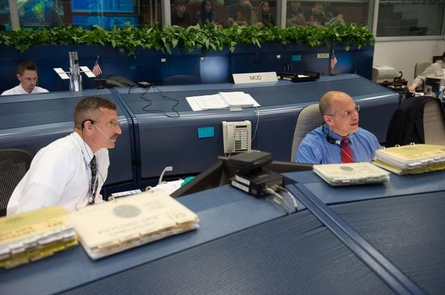 NASA image: STS-125 Flight Controllers on Console During HST Grapple - Orbit 1. Flight Director: Tony Ceccacci 