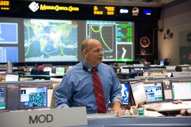 NASA image: STS-125 Flight Controllers on Console During HST Grapple - Orbit 1. Flight Director: Tony Ceccacci 