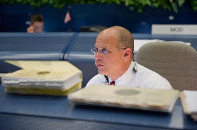 NASA image: STS-125 Flight Controllers on Console - (Orbit Shift 1). Flight Director: Anthony Ceccacci 