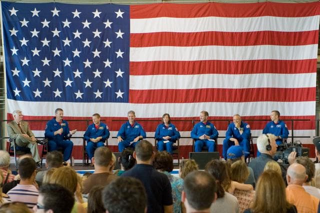 NASA image: STS-125 Crew Return Ceremony and autograph session at Ellington Field. 