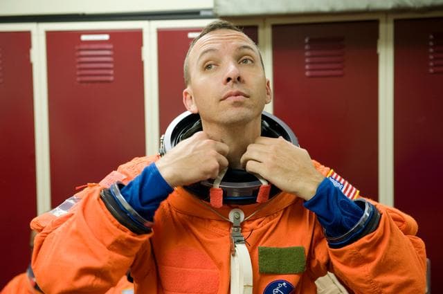NASA image: STS-129 Preflight Training. Suited payload egress training.