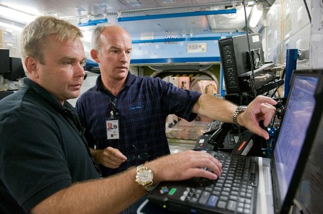 NASA image: Expedition 21 crew members Jeff Williams and Max Suraev