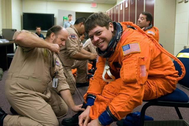 NASA image: STS-130 crew bailout training
