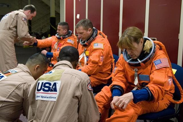 NASA image: STS-130 crew bailout training