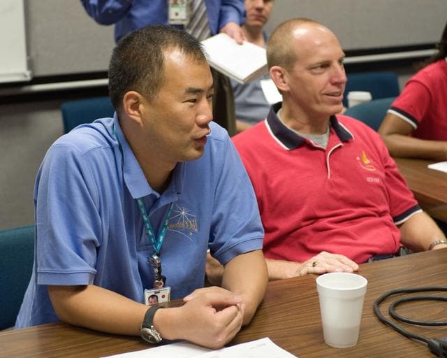 NASA image: STS-131 & Expedition 22 crew during ISS/STS Emergency Scene Training