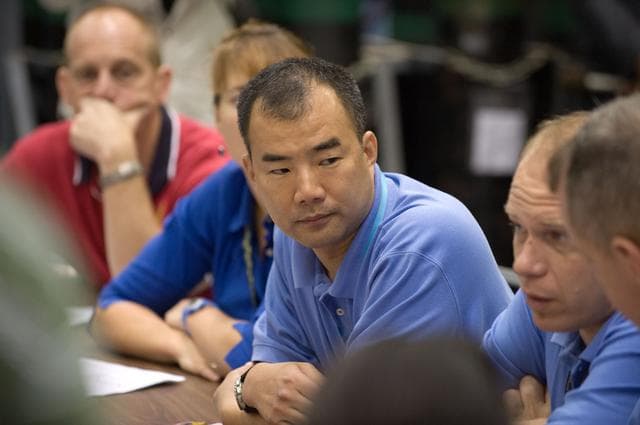 NASA image: STS-131 & Expedition 22 crew during ISS/STS Emergency Scene Training 