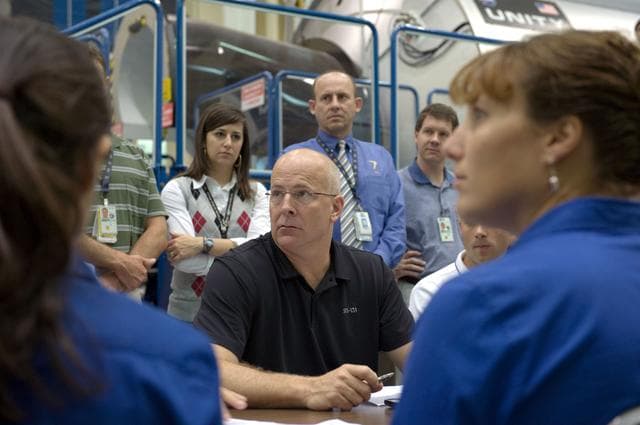 NASA image: STS-131 & Expedition 22 crew during ISS/STS Emergency Scene Training 