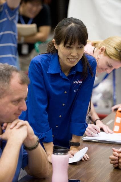 NASA image: STS-131 & Expedition 22 crew during ISS/STS Emergency Scene Training 