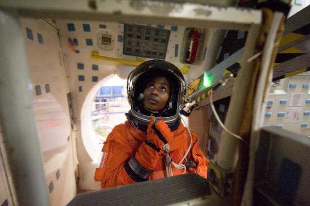 NASA image: STS-131 suited payload egress training (FFT PLD EG 91019) with the STS-131 crew. 